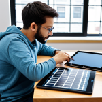 A focused individual, fully clothed in modest, comfortable attire, carefully assembling a small open-source hardware board on a clean, modern desk. On a tablet next to them, a brightly lit, easy-to-follow, step-by-step digital tutorial with clear diagrams is displayed. The scene conveys a sense of achievement and user-friendliness in a well-organized, brightly lit workspace. Safe for work, appropriate content, fully clothed, perfect anatomy, correct proportions, natural pose, well-formed hands, proper finger count, natural body proportions, professional photography, high quality, family-friendly.