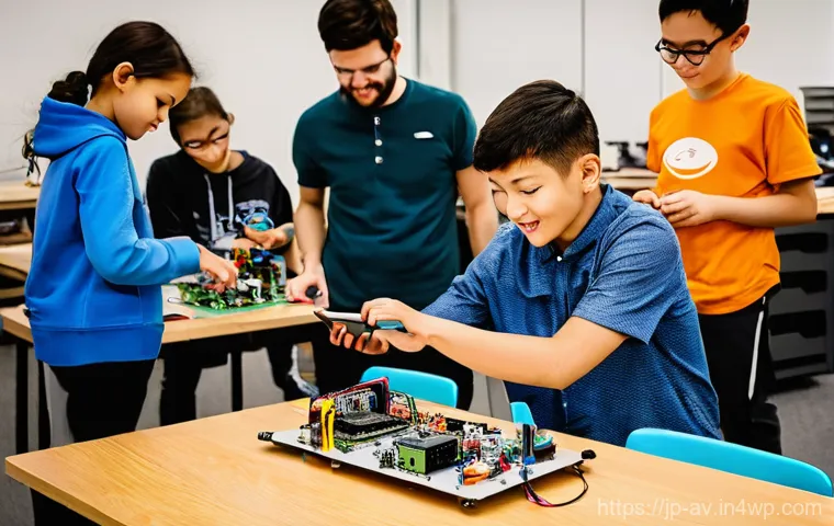 오픈소스 하드웨어 혁신을 위한 연구 동향 - **Prompt:** A vibrant, sunlit makerspace bustling with diverse individuals of all ages, actively eng...