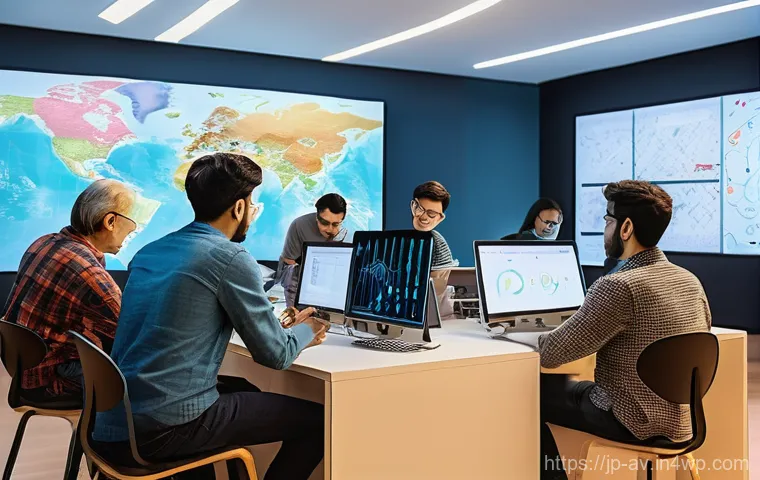 오픈소스 하드웨어의 글로벌 협력 사례 - **Prompt 1: Global Open-Source Collaboration Hub**
    "A vibrant, brightly lit image depicting a di...