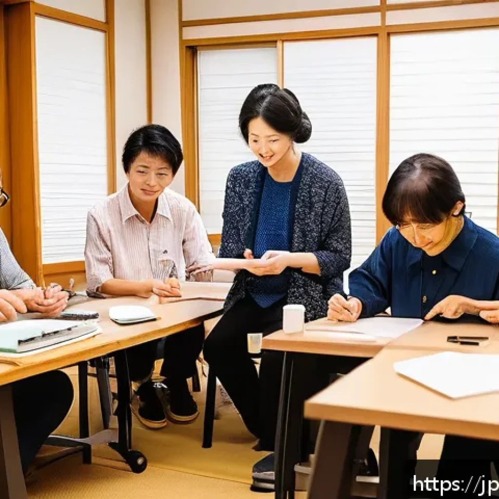 오픈소스 하드웨어와 공공 서비스 혁신 - A vibrant community workshop scene in a modern Japanese neighborhood, featuring diverse local reside...