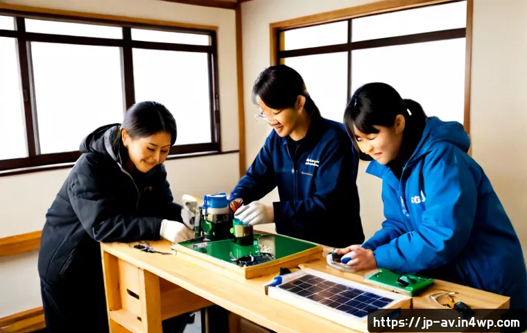 오픈소스 하드웨어를 활용한 사회적 기업 - Photorealistic social enterprise workshop in Japan, diverse team of young engineers and older commun...